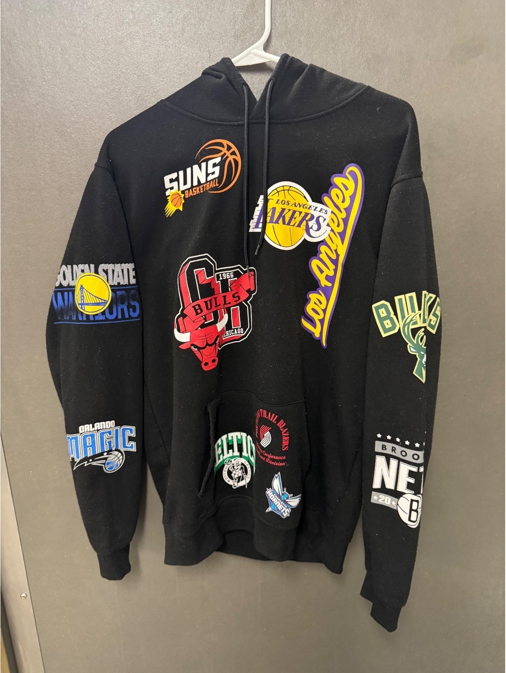 Ultra Game NBA All-Over Multi-Team Logo Hoodie Black Medium